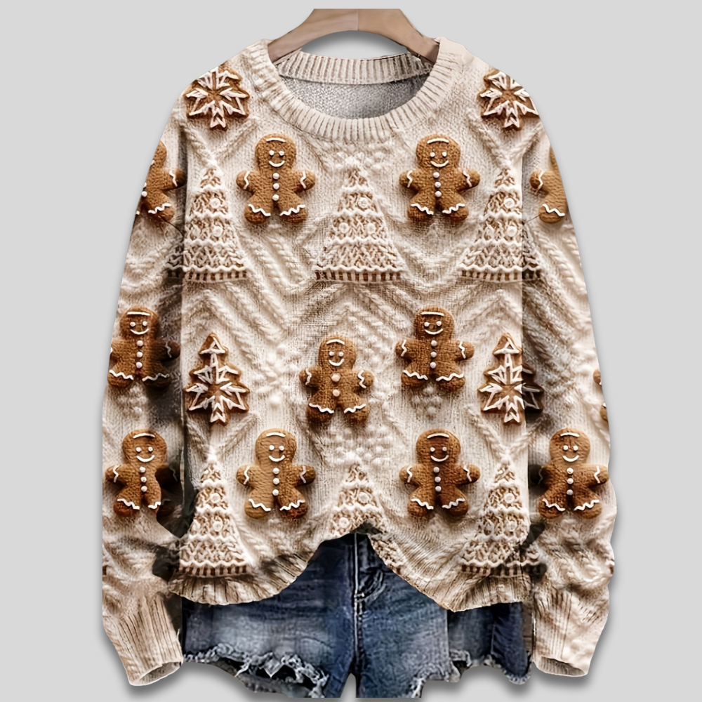 Women’s Ugly Christmas Sweater - Gingerbread Funny Holiday Knit