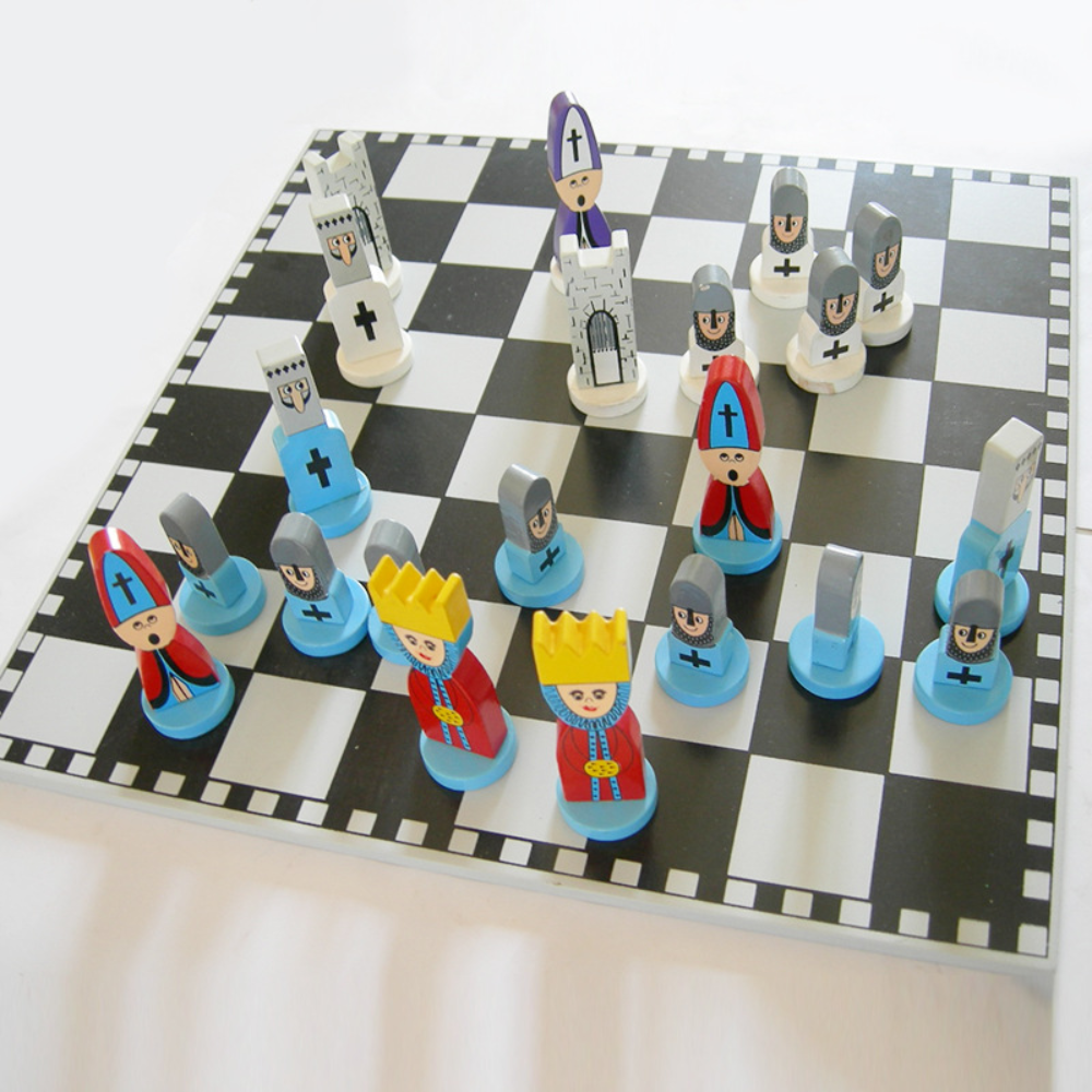 Jeu d'échecs en bois pour enfants Jeu éducatif de dessins animés