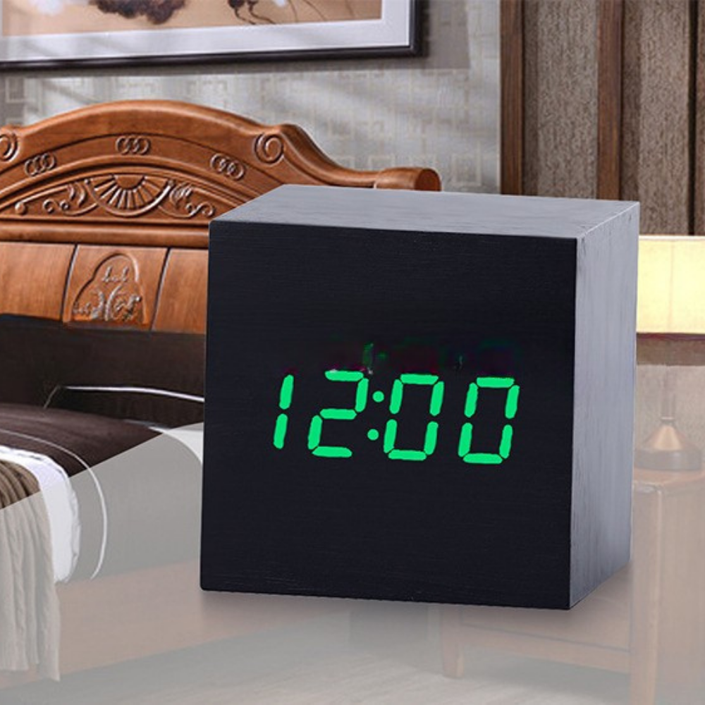 Wooden Digital LED Alarm Clock Display