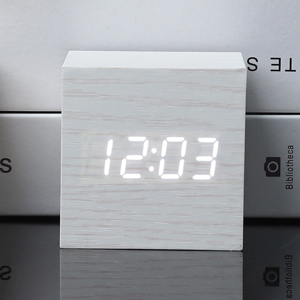 Wooden Digital LED Alarm Clock Display