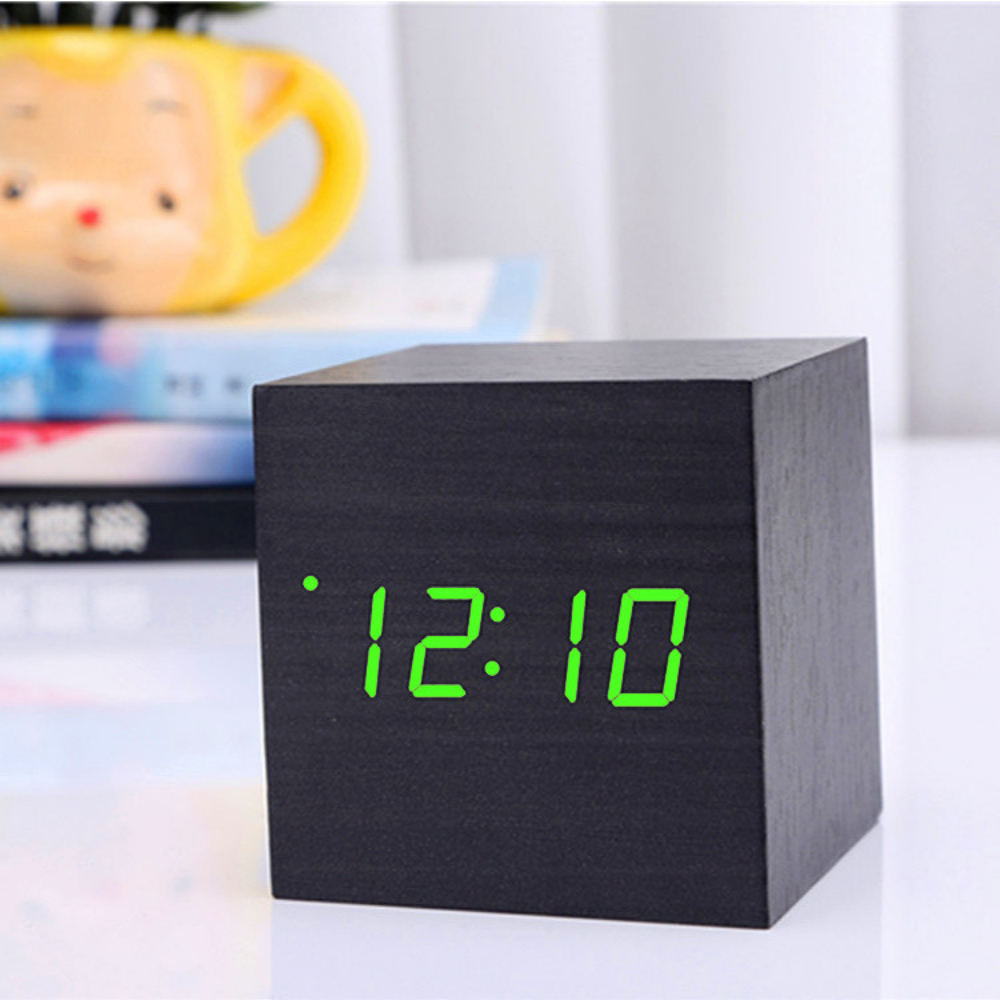 Wooden Digital LED Alarm Clock Display
