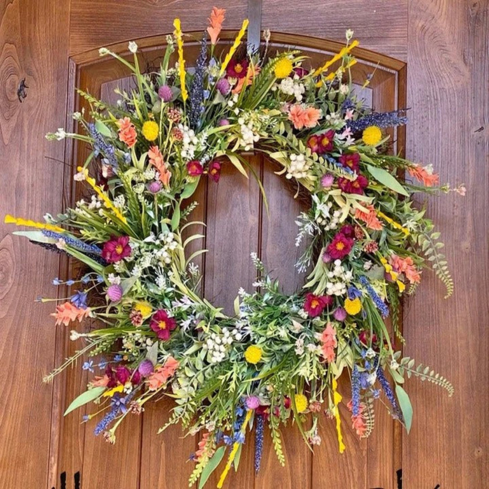 Thanksgiving Wreath Front Door Spring Wildflower Home Decor