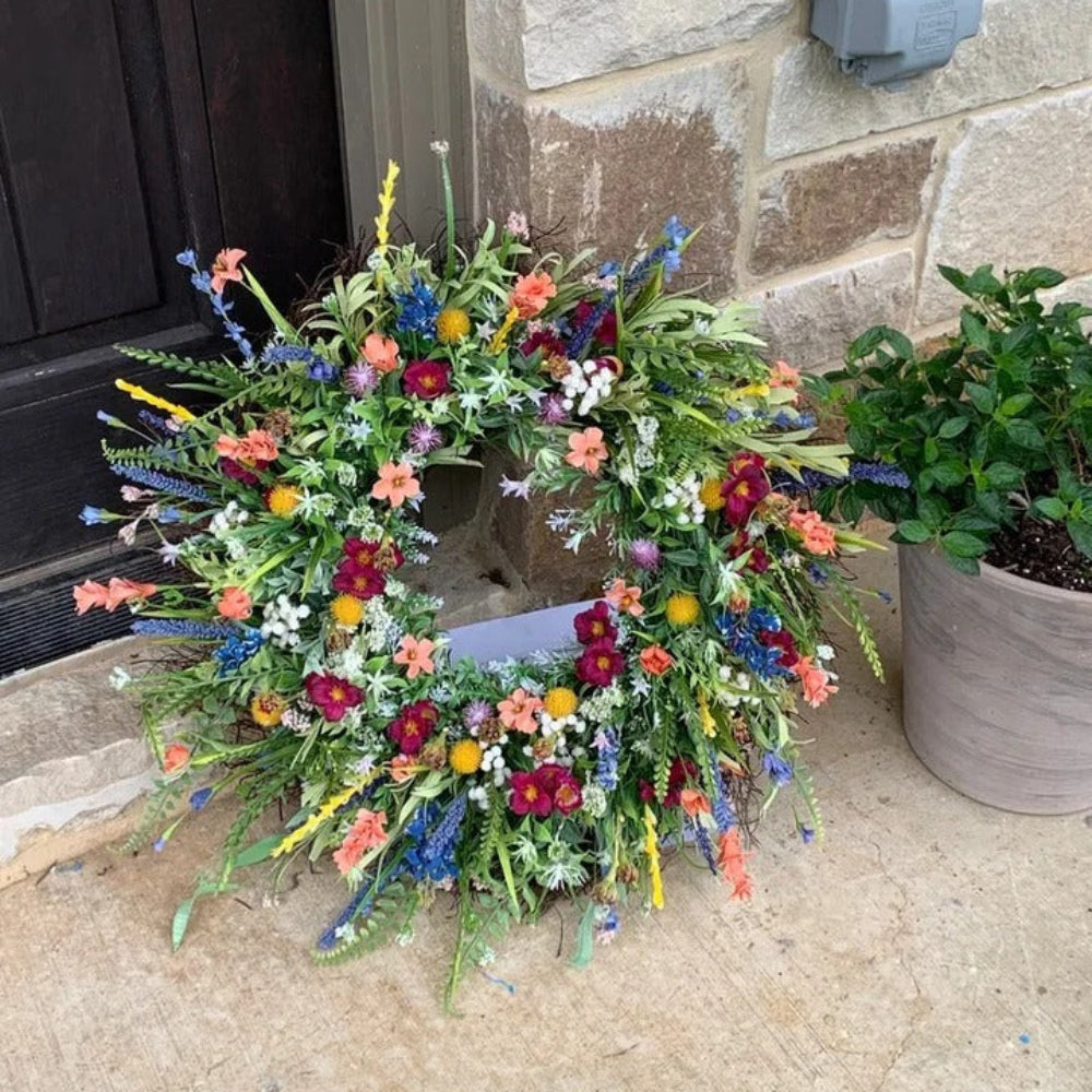 Thanksgiving Wreath Front Door Spring Wildflower Home Decor