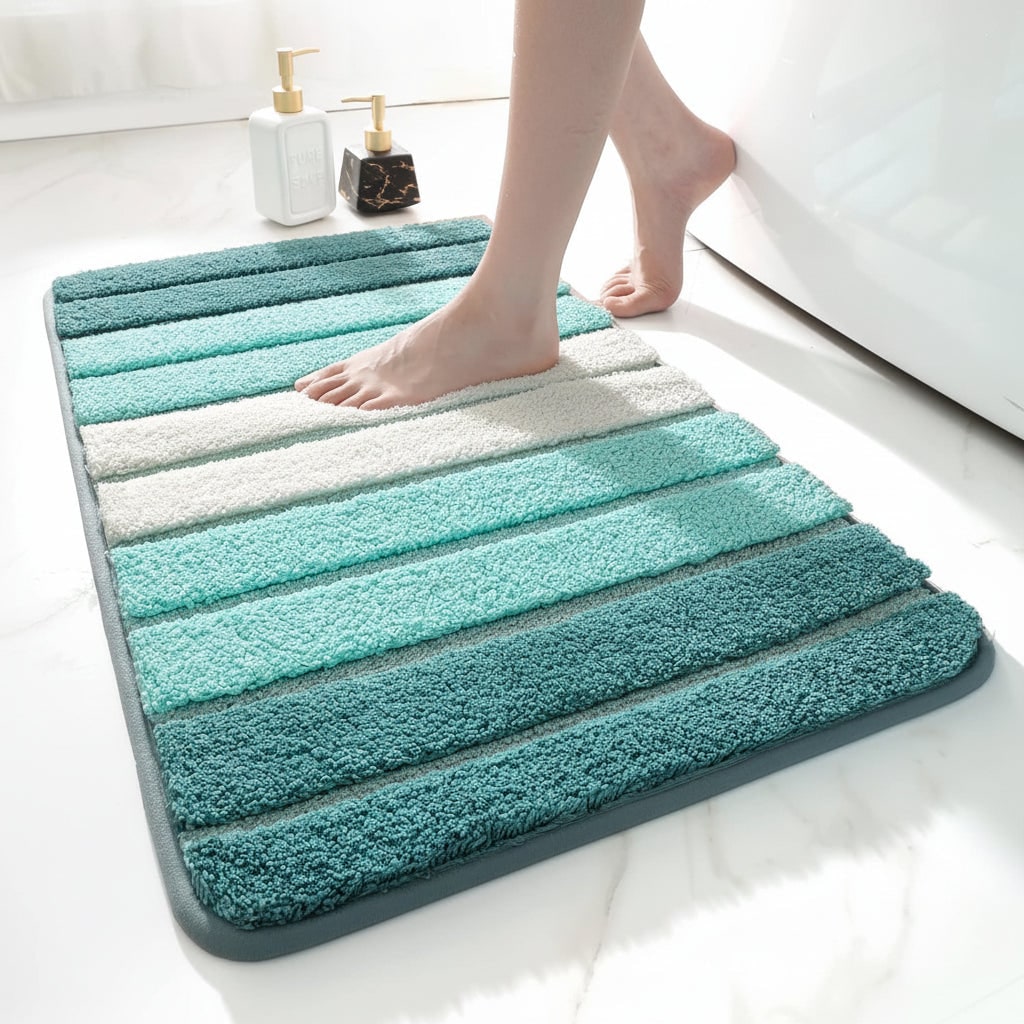 Absorbent Bath Rug Non-Slip Microfiber Design - Image 4