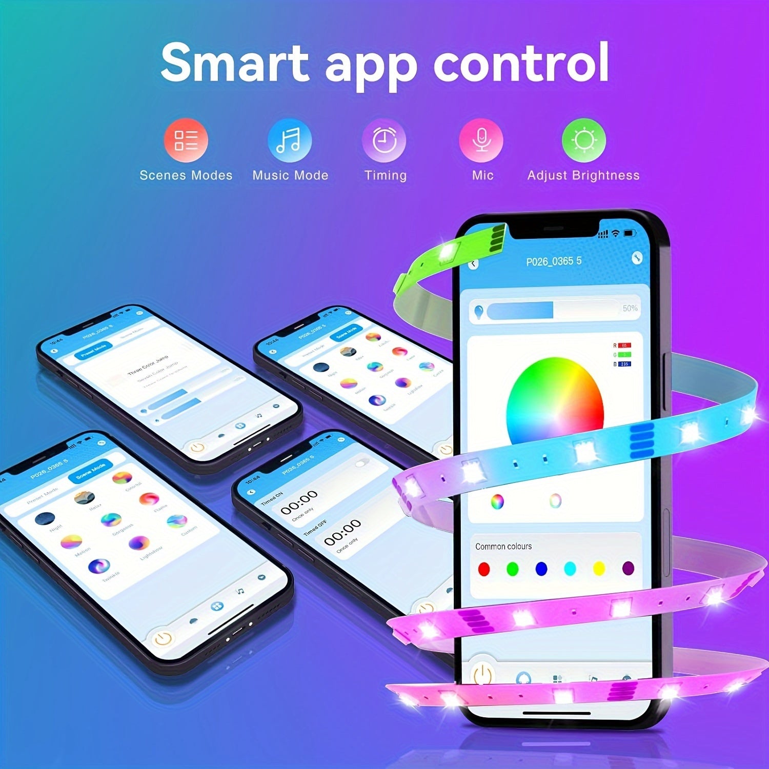 LED-Streifenlichter Farbwechsel mit App-Steuerung