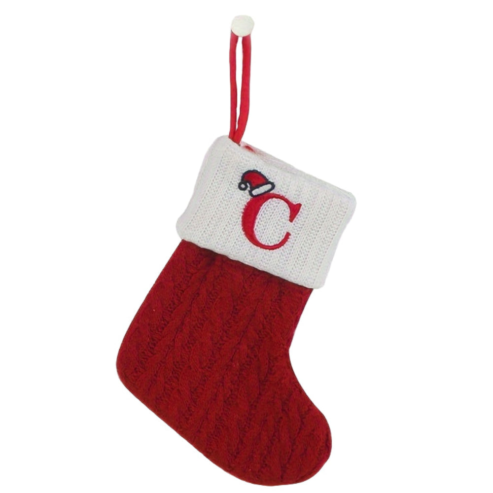 Christmas Stocking Knit Monogram Alphabet Decorative Holiday Sock