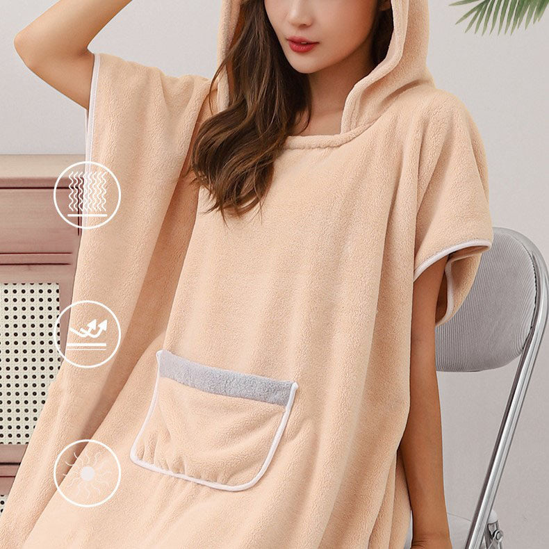 Hooded Towel Poncho Soft Microfibre Robe