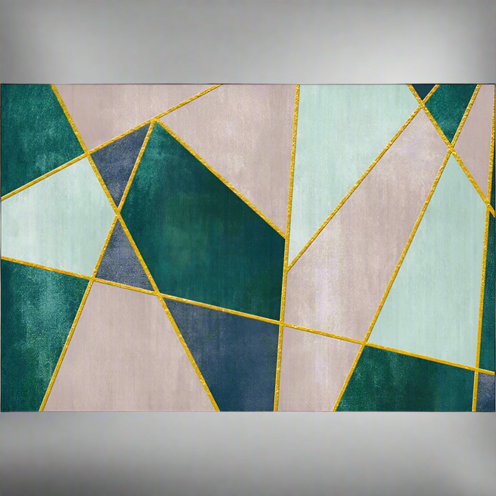 Pink and Green Contemporary Rug Polyester Colorblock Rug Washable Non-Slip Backing Carpet for Living Room Clearhalo 'Area Rug' 'Modern' 'Rugs' Rug' 1585986