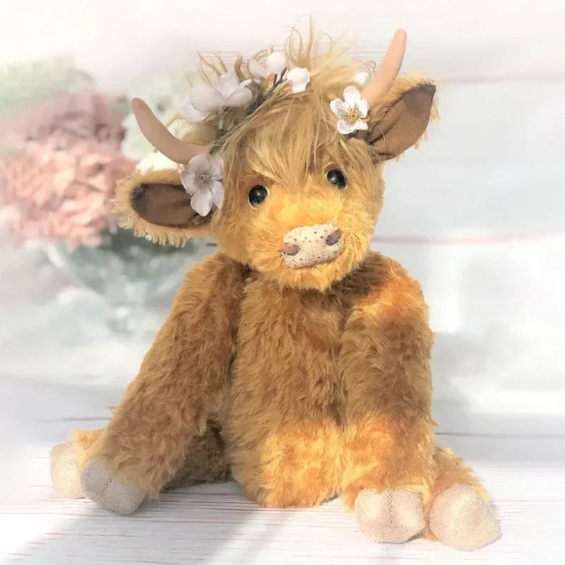 Highland Cow Ornament with Floral Headpiece