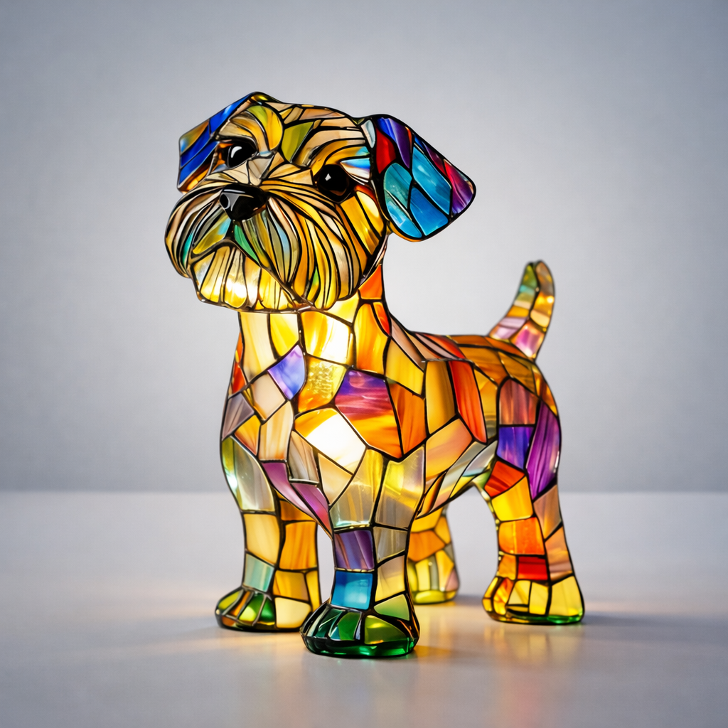 Dog Table Lamp Stained Glass LED Night Light Desk Decor - Image 7