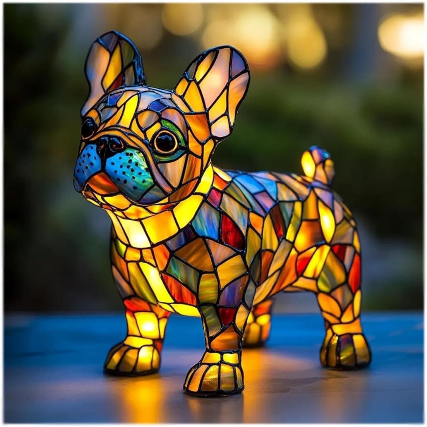 Dog Table Lamp Stained Glass LED Night Light Desk Decor - Image 8