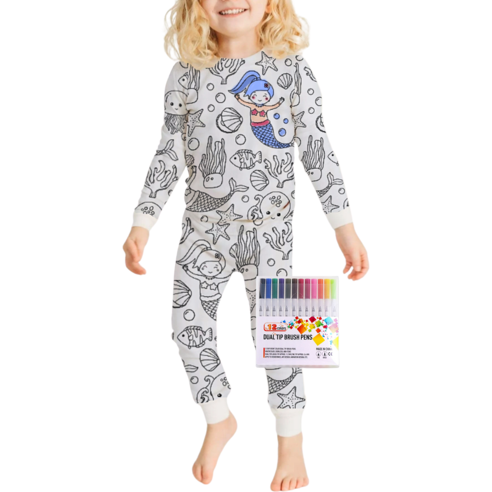 Kids Colour-In Cotton Pajama Set