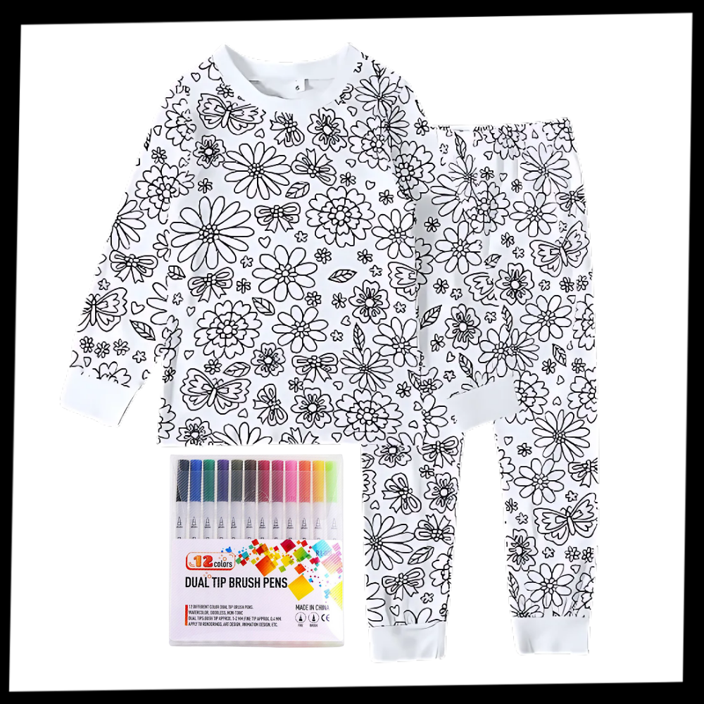 Kids Colour-In Cotton Pajama Set