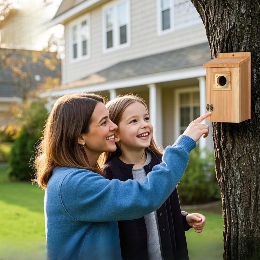 Bird House Wooden Cedar Copper Guard