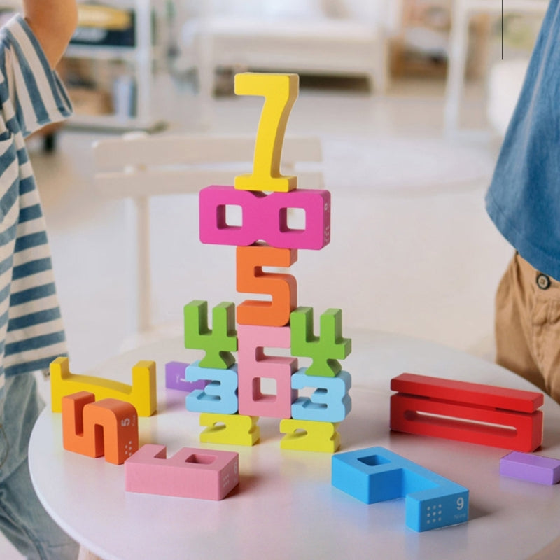 Wooden Maths Number Stacking Learning Blocks