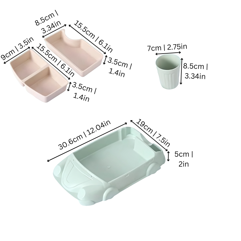 Kinder Teller Set Auto Stil Langlebiges Kunststoff Design