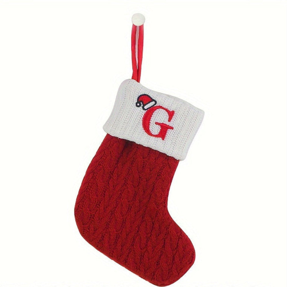 Christmas Stocking Knit Monogram Alphabet Decorative Holiday Sock