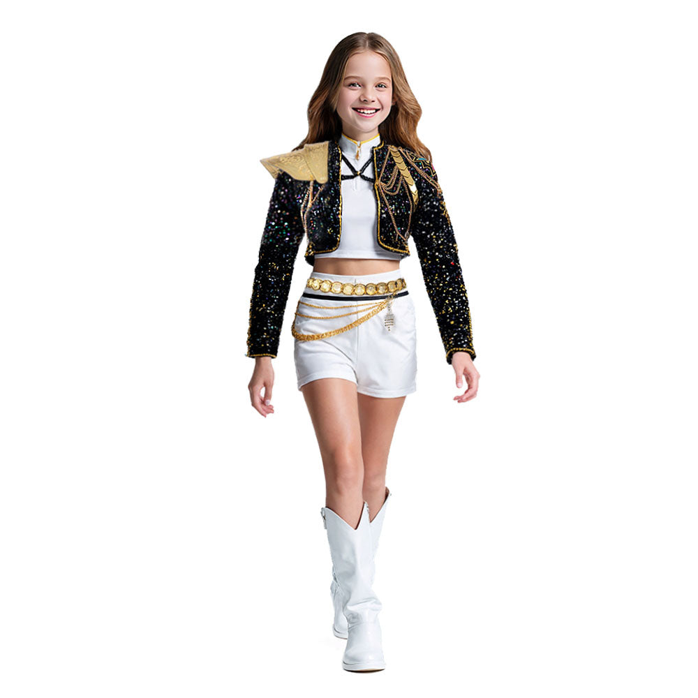 Girls Sequin Halloween Costume | Crop Jacket Shorts - Image 1