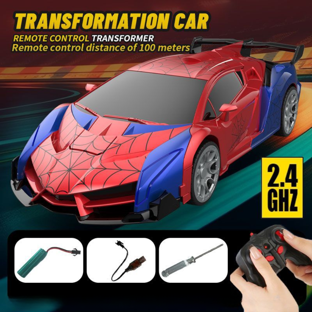 Remote Control Gift Transform Car Robot Toy LED Lights