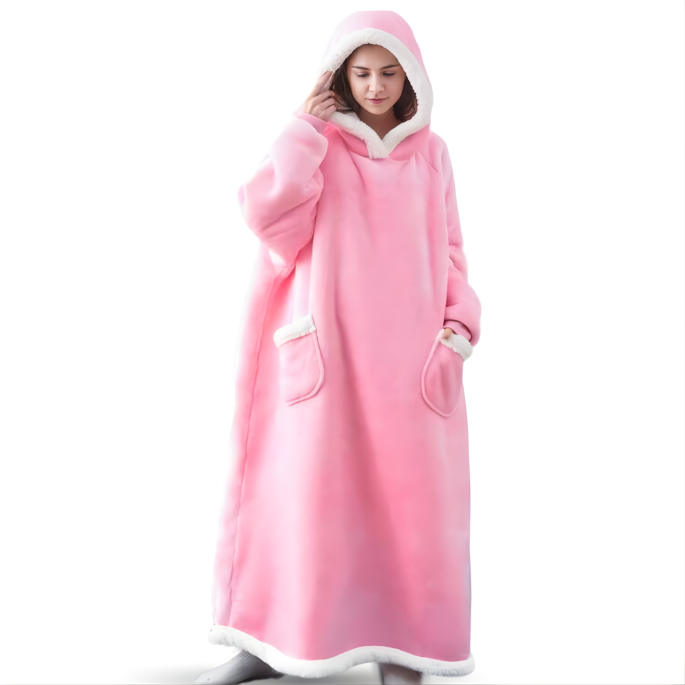 Unisex Cozy Oversized Blanket Hoodie Robe - Hooded Long Sleeve
