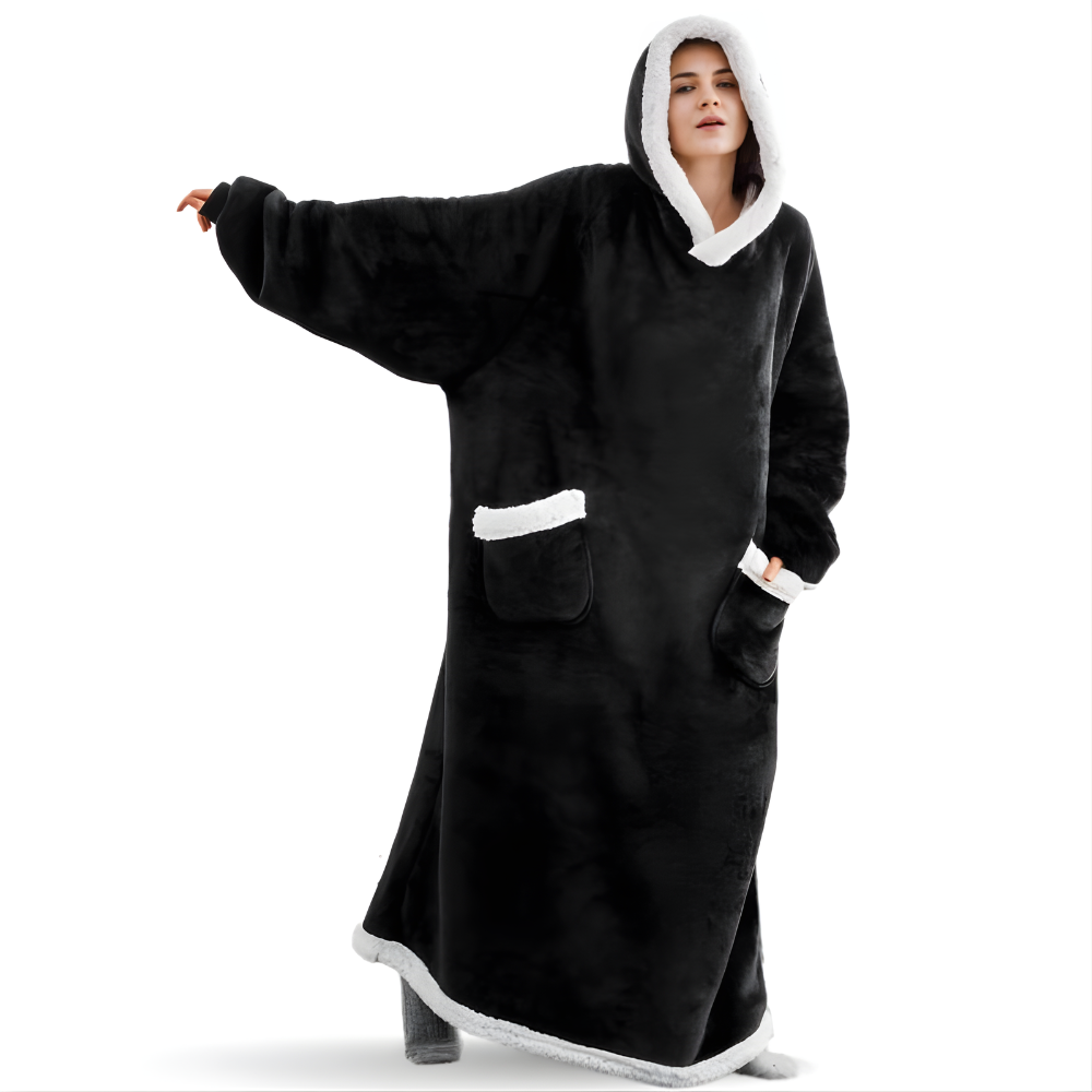 Unisex Cozy Oversized Blanket Hoodie Robe - Hooded Long Sleeve