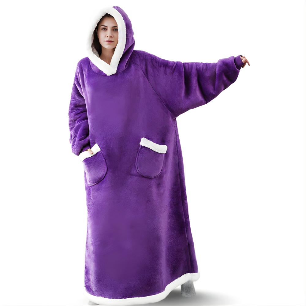 Unisex Cozy Oversized Blanket Hoodie Robe - Hooded Long Sleeve