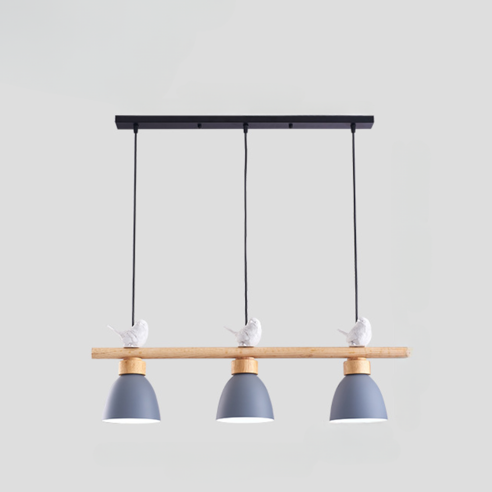 ペンダントライト ラスティックウッドとブラックメタル