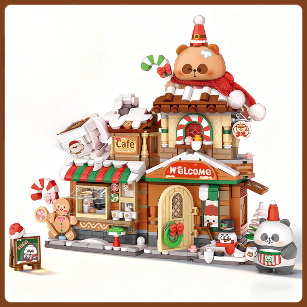 Set de construcción de juguete casa de pan de jengibre para regalo de Navidad con luces LED