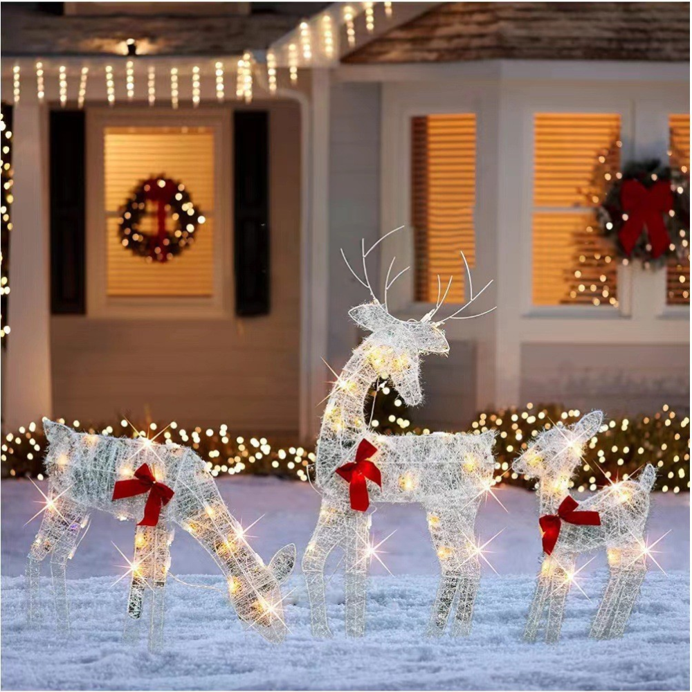 Decoración de renos iluminados para interiores y exteriores Familia de renos de Navidad