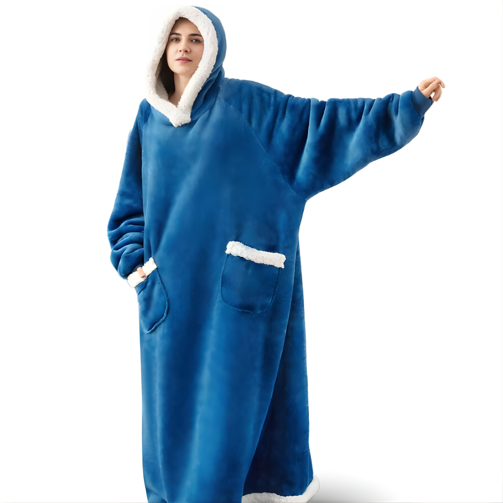 Unisex Cozy Oversized Blanket Hoodie Robe - Hooded Long Sleeve