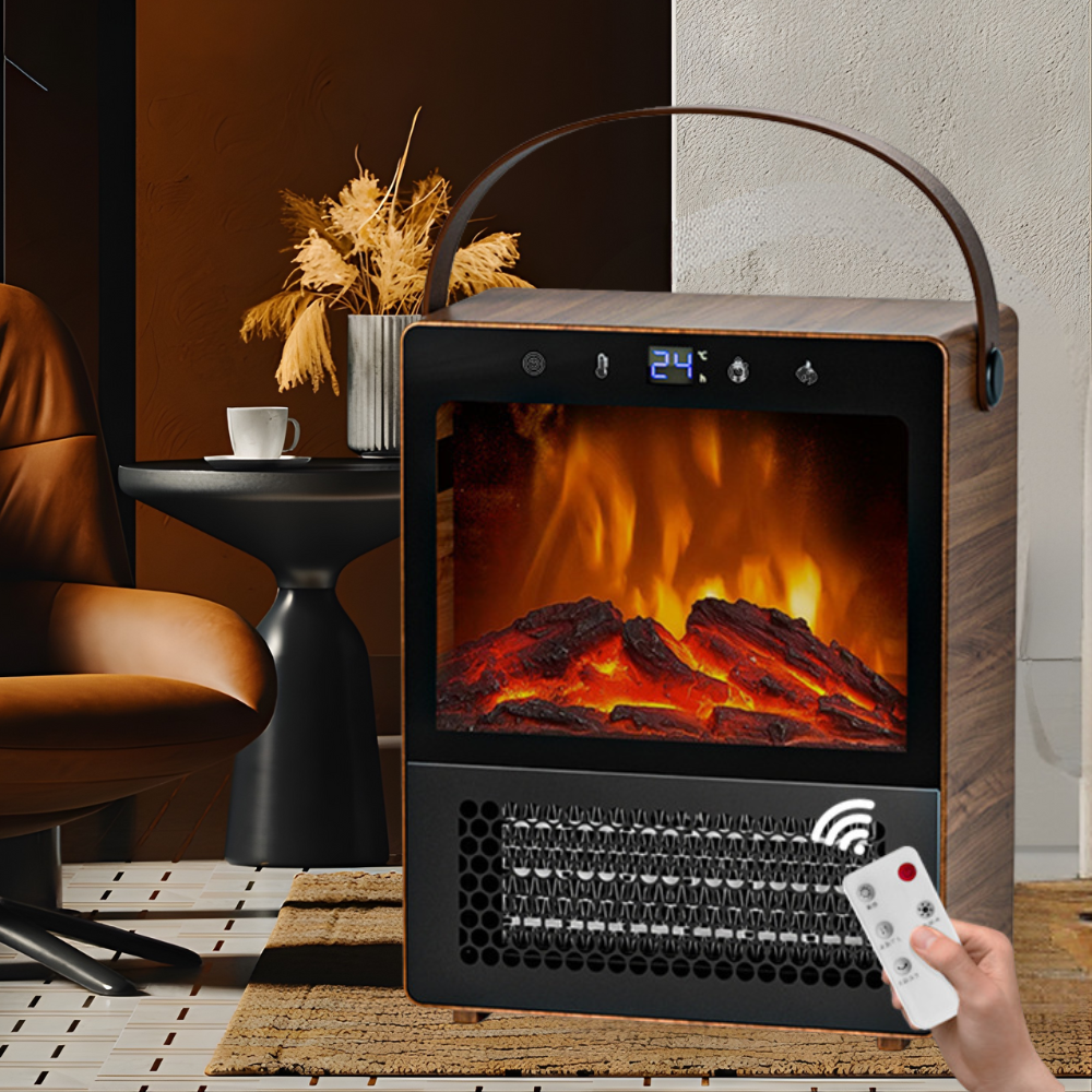 Electric Space Heater Realistic Fireplace Flame Display