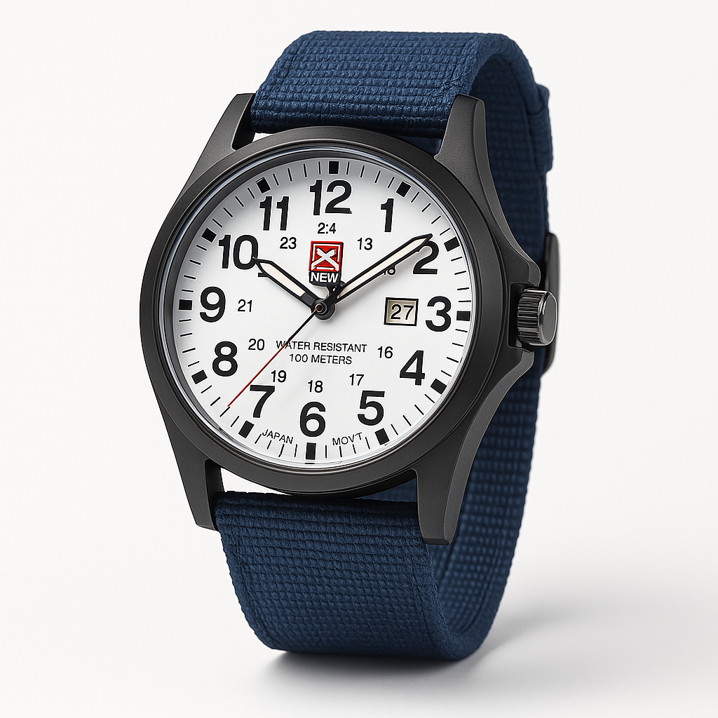 Reloj impermeable de lona estilo militar para hombre