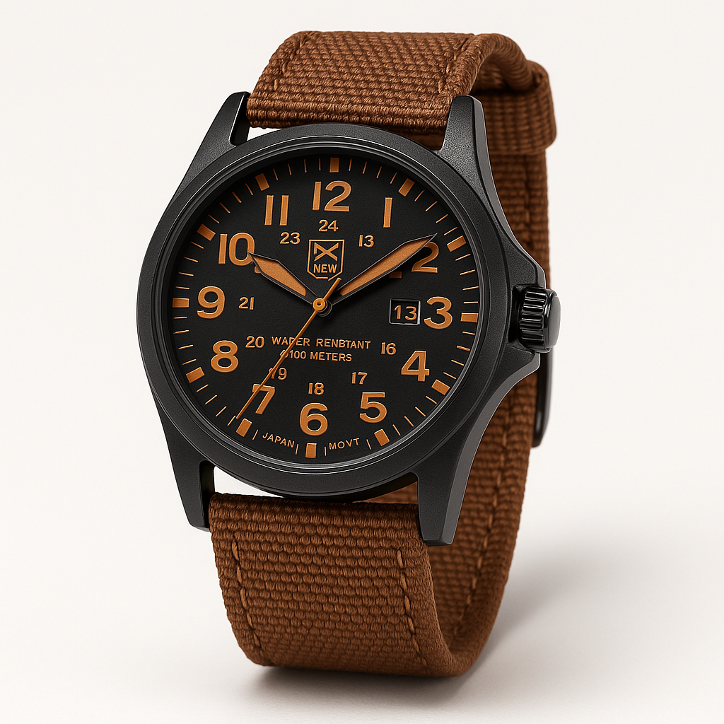 Reloj impermeable de lona estilo militar para hombre