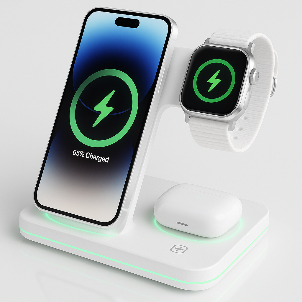 Wireless Charging Station for Phone Watch Earbuds