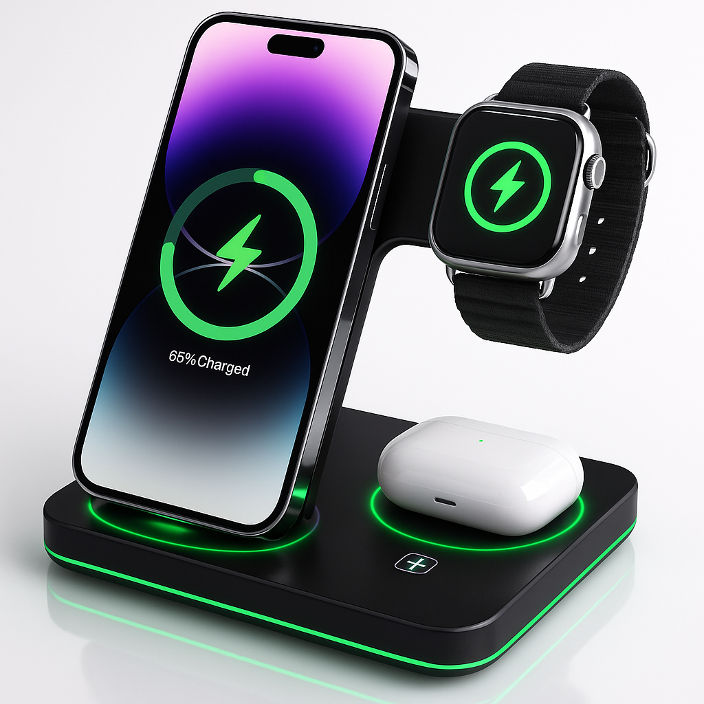 Wireless Charging Station for Phone Watch Earbuds
