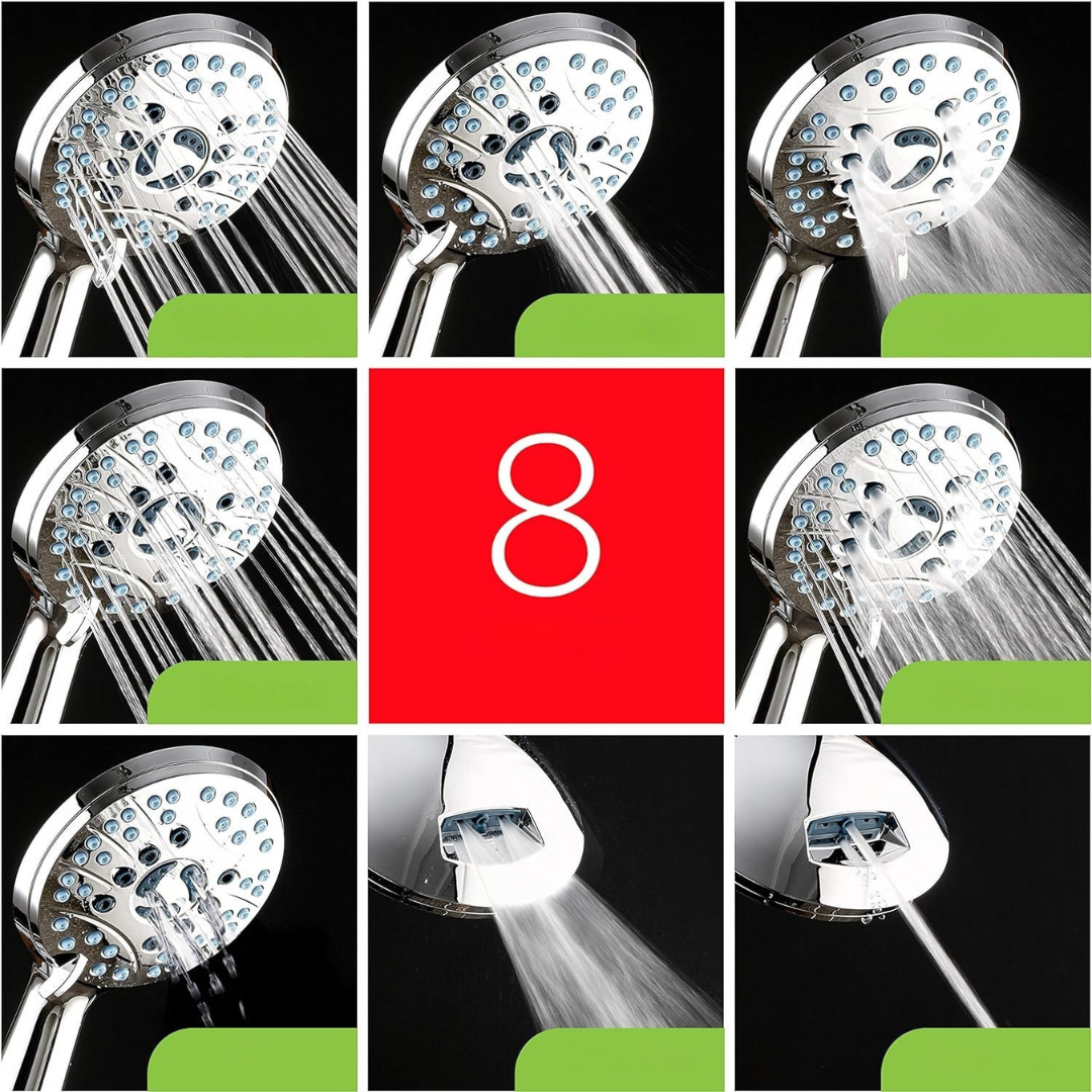 Shower Head Adjustable High Pressure Chrome Set