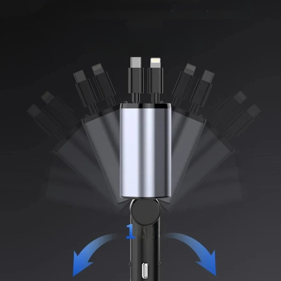 Caricatore USB per auto retrattile a ricarica rapida