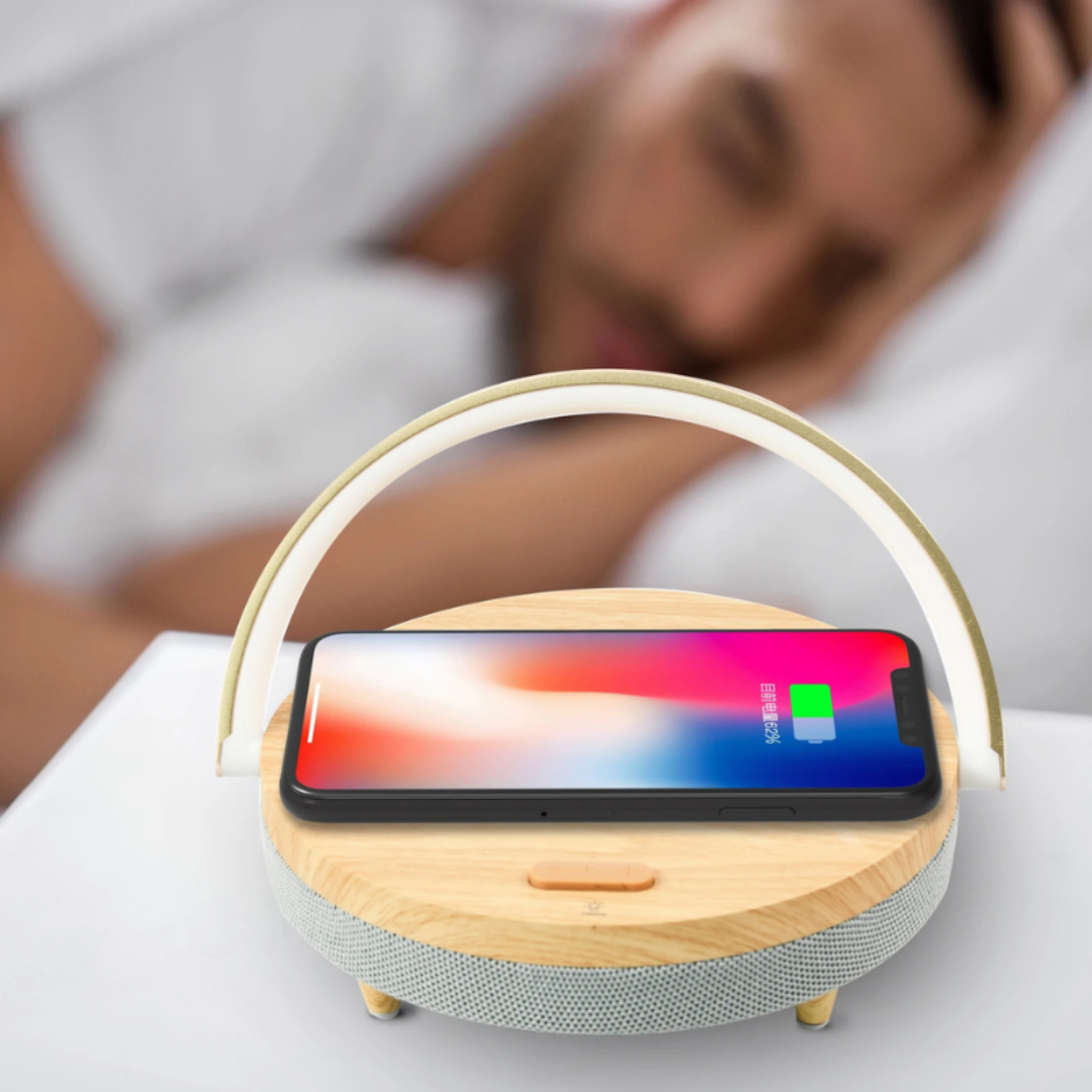 Table Lamp with Wireless Charger and Bluetooth Speaker