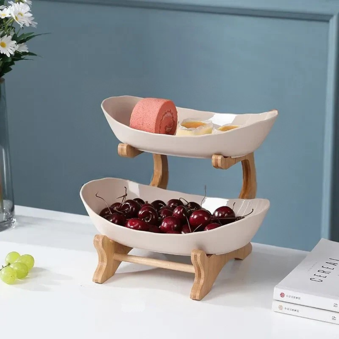 Fruit Bowl Stand with Wooden Frame