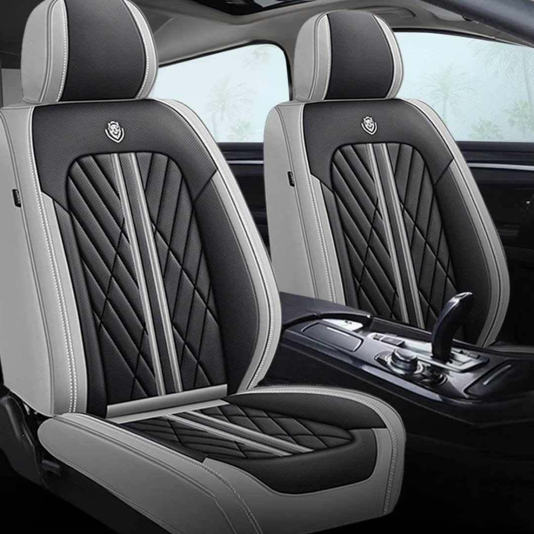 Car Seat Covers Waterproof Leather Gray Black