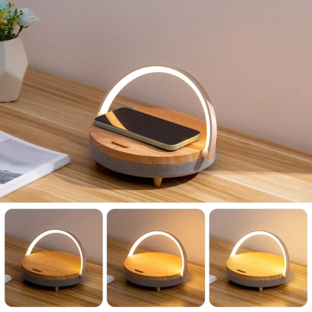 Table Lamp with Wireless Charger and Bluetooth Speaker