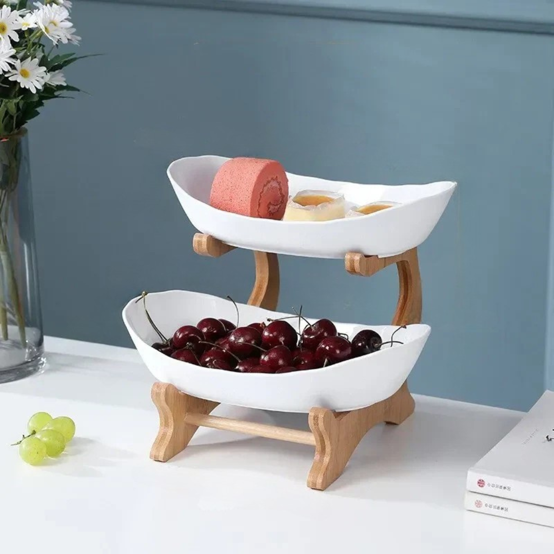 Fruit Bowl Stand with Wooden Frame