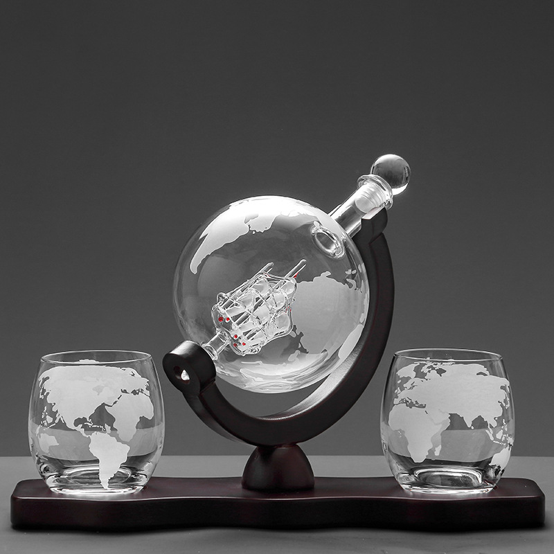 Whiskey Decanter Set with Globe Glasses