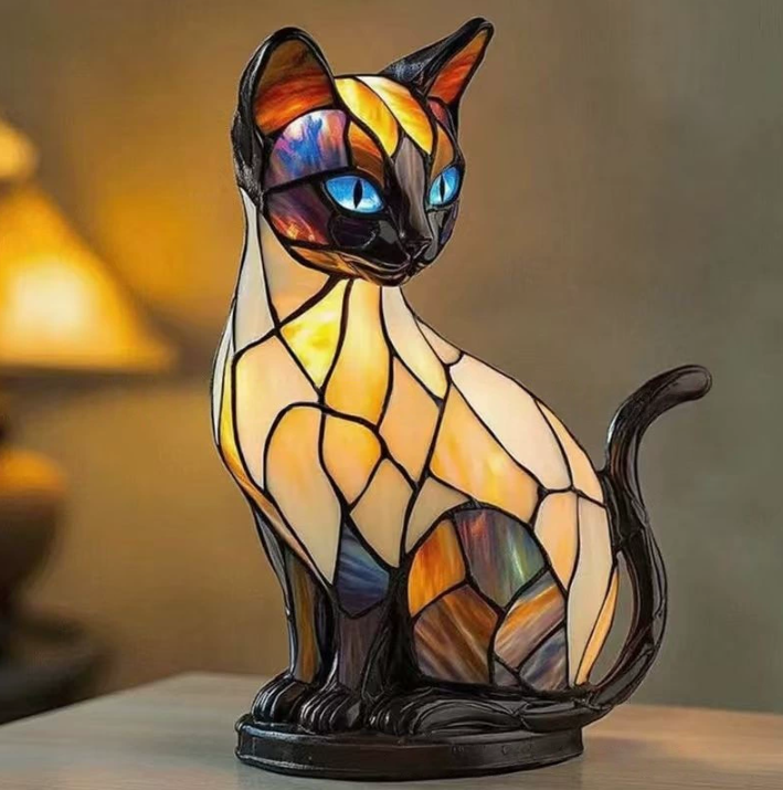 Stained Glass Dog Table Lamp Best Tiffany Style Pet Animal Home Decor