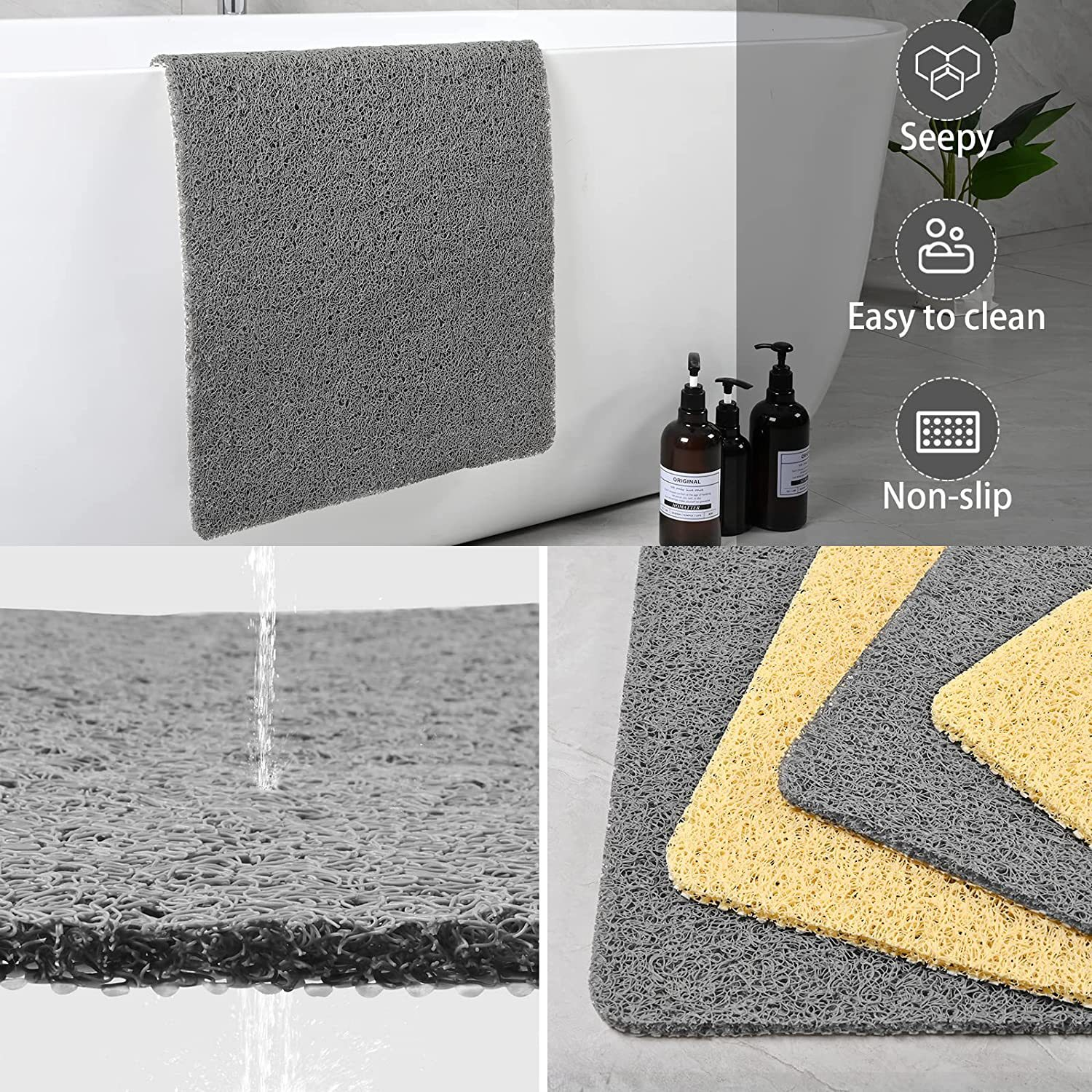 Shower Mat Non Slip Anti Mold Quick Drying