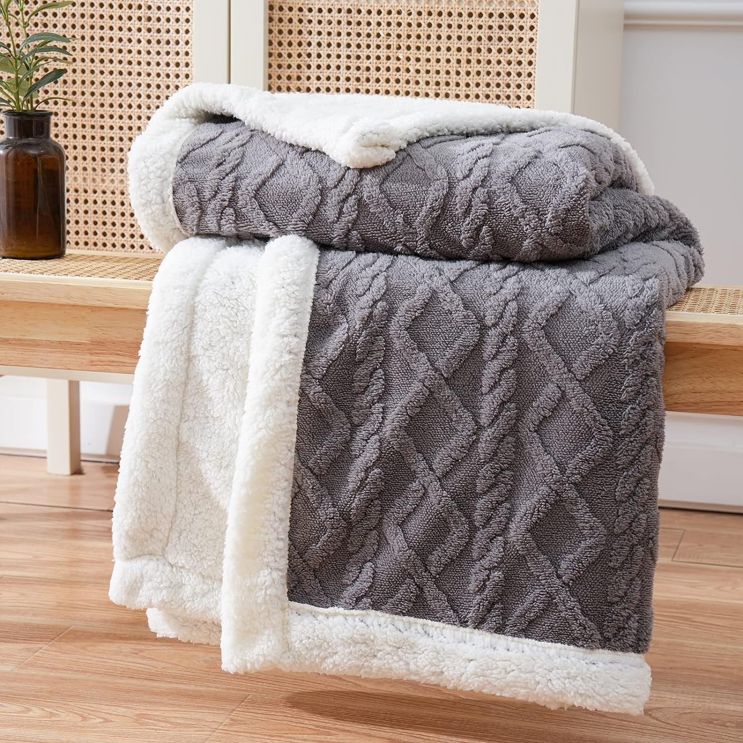 Fleece Throw Blanket Sherpa Reversible Bed Cover