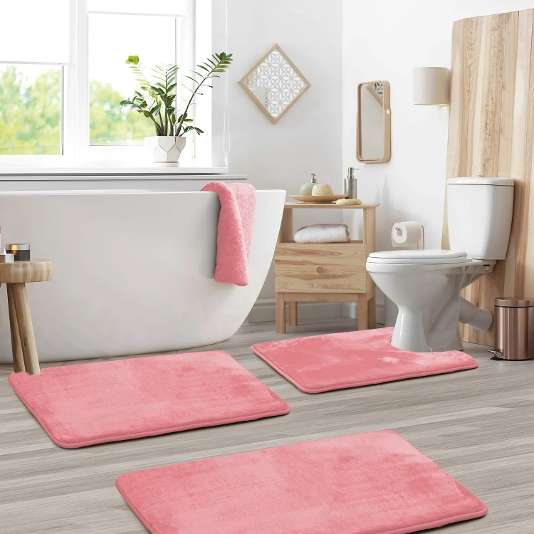 Bathroom Mat Set Memory Foam Non Slip