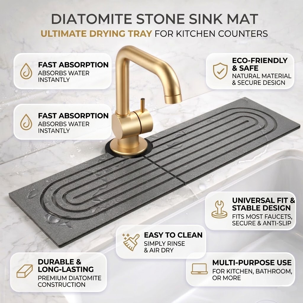 Kitchen Sink Mat Drying Mat Multi-Purpose Design - Image 3