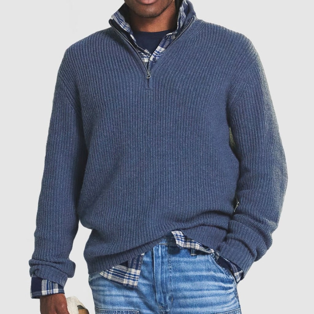 Men's Sweater Crew Neck Zipper Casual Layering Option - Image 2