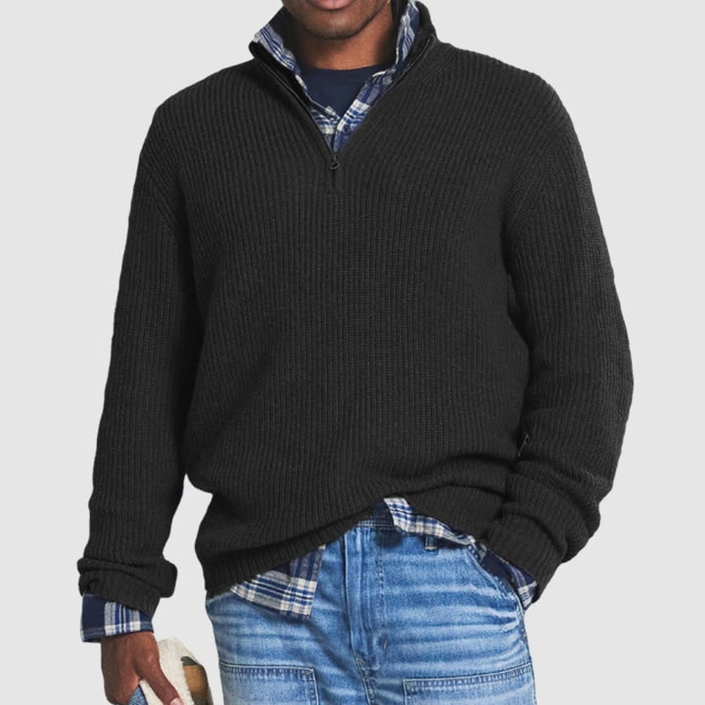 Men's Sweater Crew Neck Zipper Casual Layering Option - Image 4